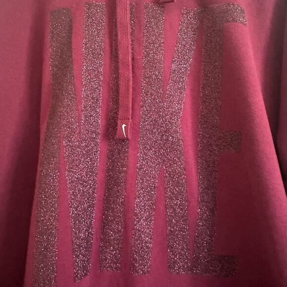 Nike Dri Fit Training Hooded Sweatshirt Women's XL Maroon Glitter Side Slit - Picture 7 of 8